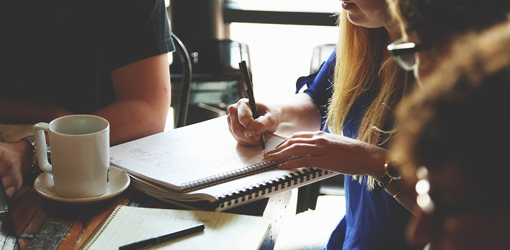 A picture of a group of students studying together